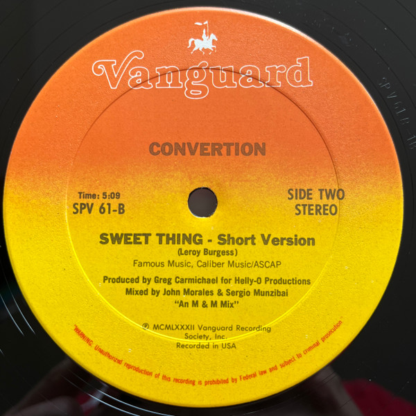 Convertion - Sweet Thing | Vanguard (SPV 61) - 2