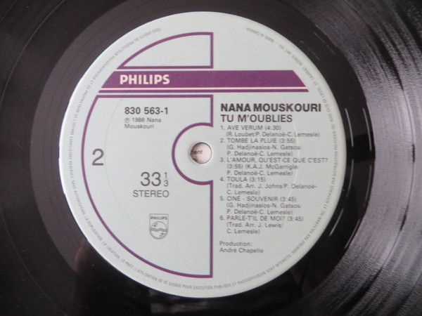 Nana Mouskouri - Tu M'Oublies | Philips (830 563-1) - 4