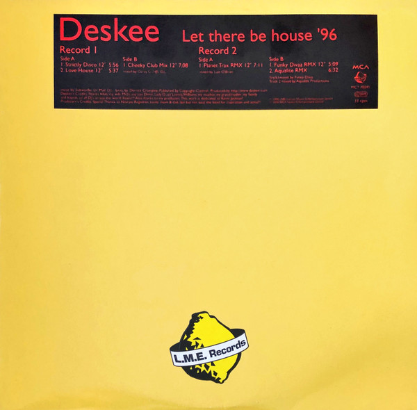 Deskee - Let There Be House '96 | L.M.E. Records (MCT 70245) - main Deskee - Let There Be House '96 | L.M.E. Records (MCT 70245) - main