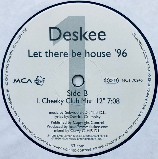 Deskee - Let There Be House '96 | L.M.E. Records (MCT 70245) - 3 Deskee - Let There Be House '96 | L.M.E. Records (MCT 70245) - 3