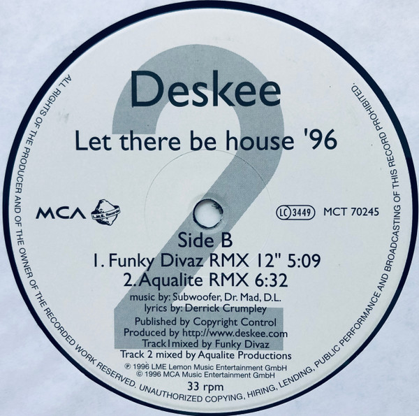 Deskee - Let There Be House '96 | L.M.E. Records (MCT 70245) - 5 Deskee - Let There Be House '96 | L.M.E. Records (MCT 70245) - 5