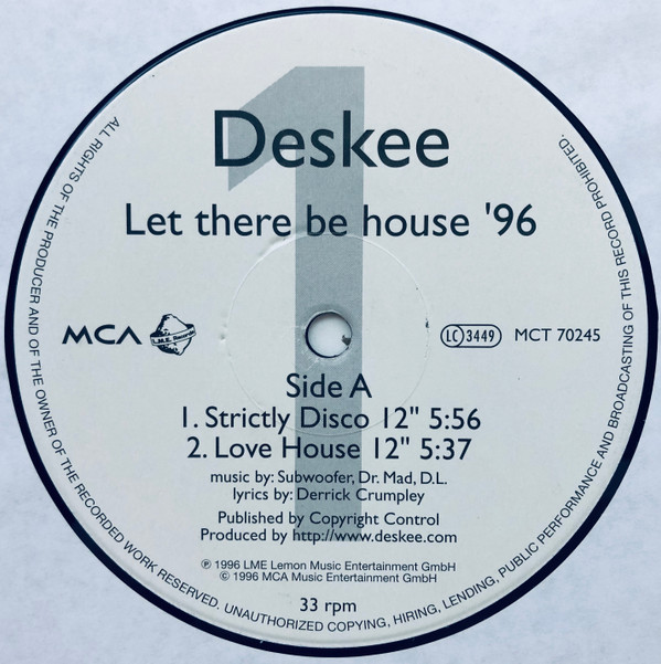 Deskee - Let There Be House '96 | L.M.E. Records (MCT 70245) - 2 Deskee - Let There Be House '96 | L.M.E. Records (MCT 70245) - 2