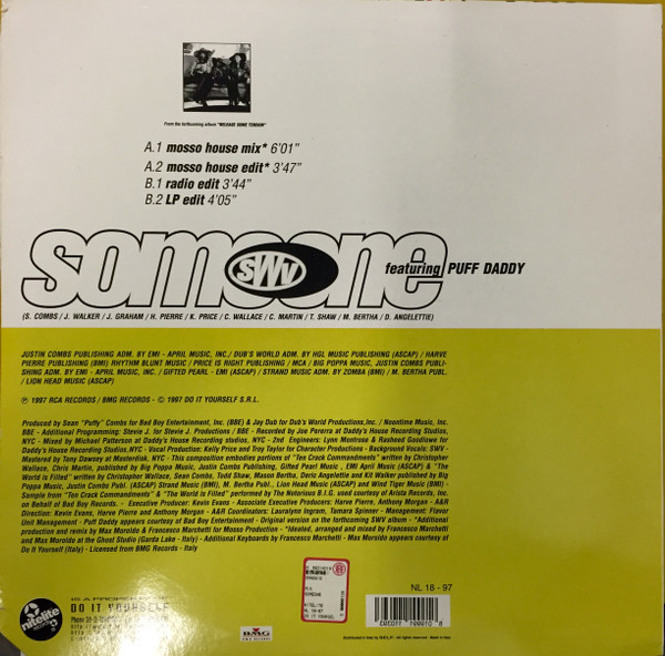 SWV Featuring Puff Daddy - Someone - Italian House Remix | Nitelite Records (NL 18 - 97) - 4