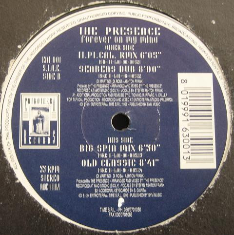 The Presence - Forever On My Mind | Entroterra Records (ENT 001) - main The Presence - Forever On My Mind | Entroterra Records (ENT 001) - main