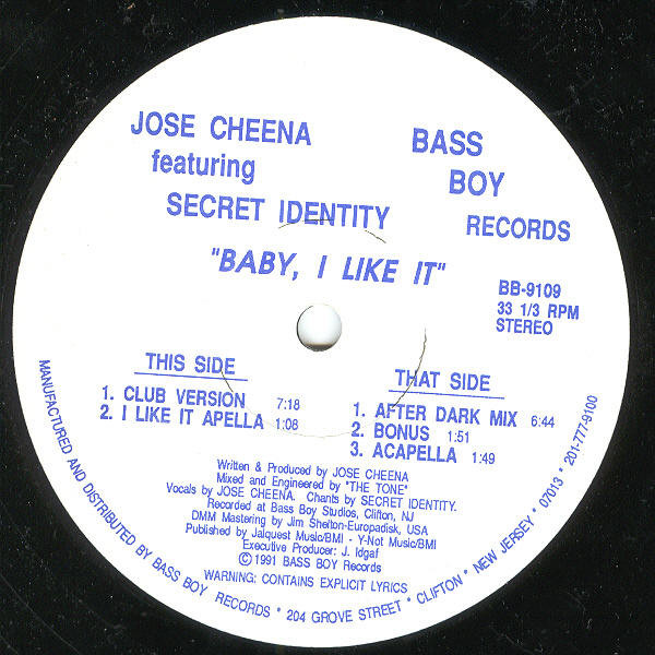 Jose Cheena Featuring Secret Identity - Baby, I Like It | Bass Boy Records (BB-9109)