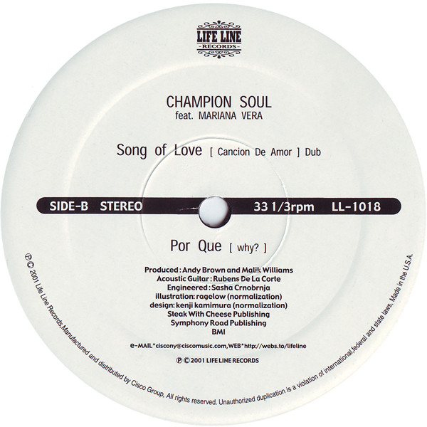 Champion Soul Ft. Mariana Vera - Song Of Love (Cancion De Amor) | Life Line Records (LL-1018) - 3 Champion Soul Ft. Mariana Vera - Song Of Love (Cancion De Amor) | Life Line Records (LL-1018) - 3
