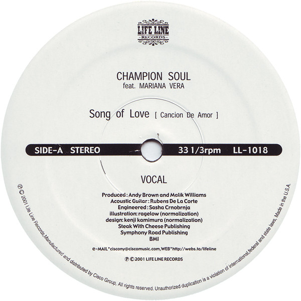 Champion Soul Ft. Mariana Vera - Song Of Love (Cancion De Amor) | Life Line Records (LL-1018) - 2 Champion Soul Ft. Mariana Vera - Song Of Love (Cancion De Amor) | Life Line Records (LL-1018) - 2