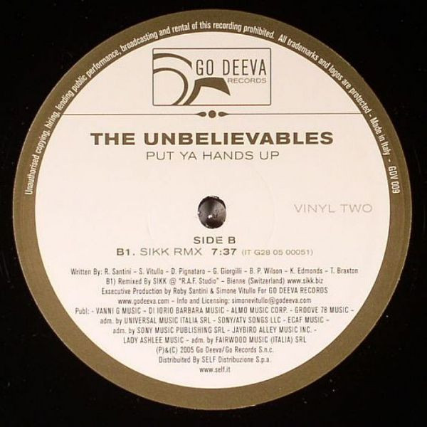 The Unbelievables - So Get Up / Put Ya Hands Up (Vinyl 2) | Go Deeva Records (GDV 009) - 2 The Unbelievables - So Get Up / Put Ya Hands Up (Vinyl 2) | Go Deeva Records (GDV 009) - 2