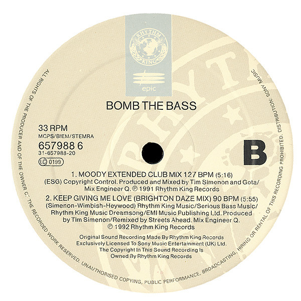 Bomb The Bass - Keep Giving Me Love | Rhythm King (657988 6) - 4 Bomb The Bass - Keep Giving Me Love | Rhythm King (657988 6) - 4