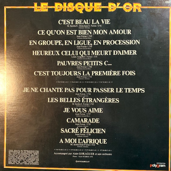 Jean Ferrat - Le Disque D'Or | Barclay (55504) - 3 Jean Ferrat - Le Disque D'Or | Barclay (55504) - 3