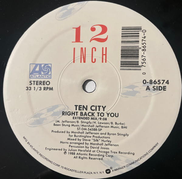 Ten City - Right Back To You | Atlantic (0-86574) - 2