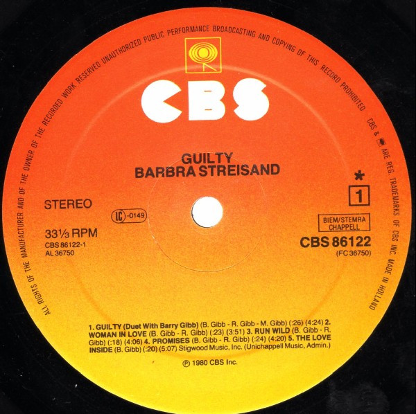 Barbra Streisand - Guilty | CBS (CBS 86122) - 5 Barbra Streisand - Guilty | CBS (CBS 86122) - 5