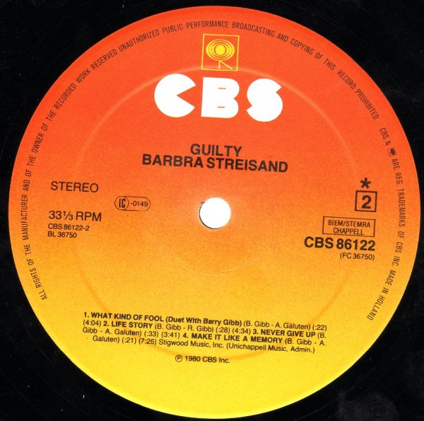 Barbra Streisand - Guilty | CBS (CBS 86122) - 6 Barbra Streisand - Guilty | CBS (CBS 86122) - 6