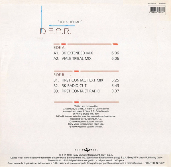 D.E.A.R. - Talk To Me | Dance Pool (DAN 667271 6) - 2 D.E.A.R. - Talk To Me | Dance Pool (DAN 667271 6) - 2