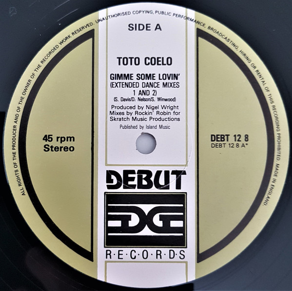 Toto Coelo - Gimme Some Lovin' | Debut Edge Records (DEBT 12 8) - 3