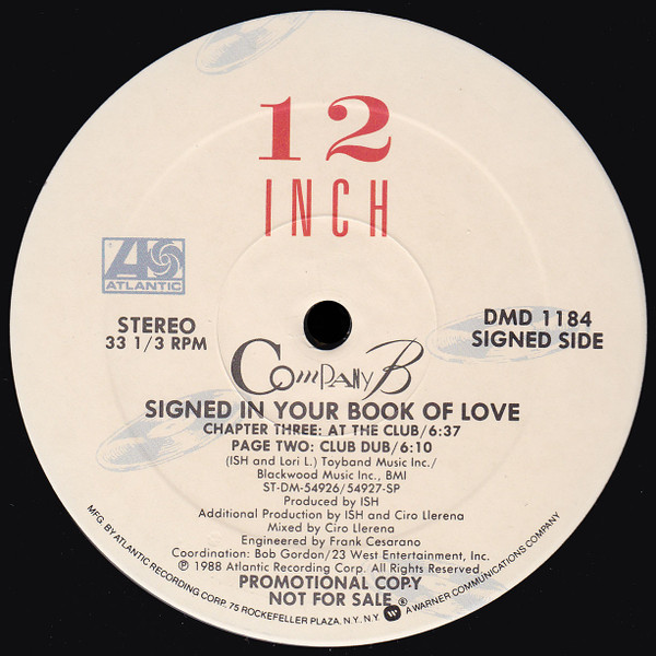 Company B - Signed In Your Book Of Love / Sticky Fingers | Atlantic (DMD 1184) - 3 Company B - Signed In Your Book Of Love / Sticky Fingers | Atlantic (DMD 1184) - 3