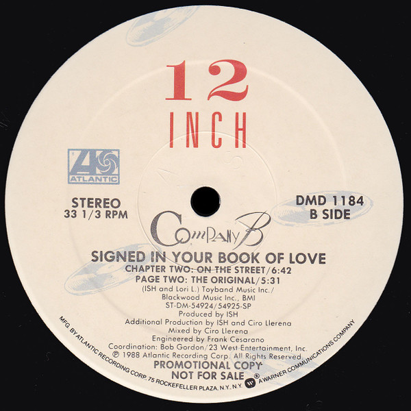 Company B - Signed In Your Book Of Love / Sticky Fingers | Atlantic (DMD 1184) - 2 Company B - Signed In Your Book Of Love / Sticky Fingers | Atlantic (DMD 1184) - 2