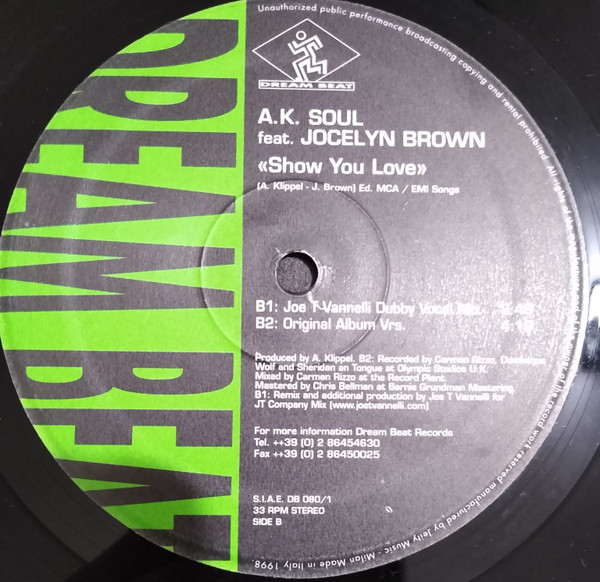 A.K. Soul Feat. Jocelyn Brown - Show You Love | Dream Beat (DB 080/1) - 3