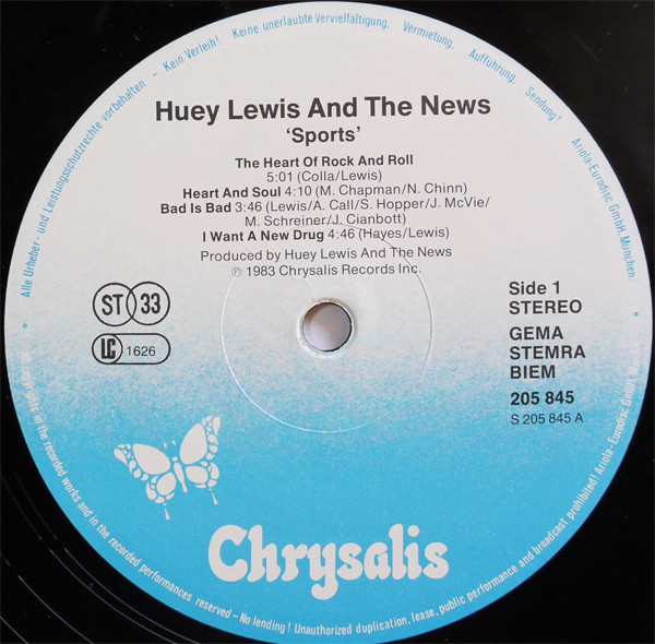 Huey Lewis & The News - Sports | Chrysalis (205 845) - 3