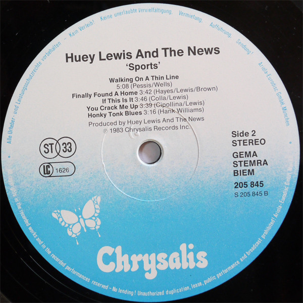 Huey Lewis & The News - Sports | Chrysalis (205 845) - 4