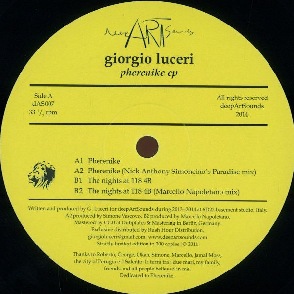 Giorgio Luceri - Pherenike EP | deepArtSounds (dAS007)