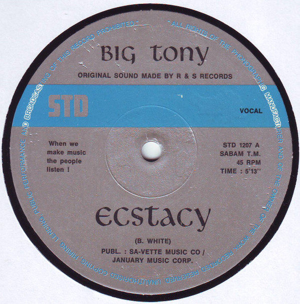 Big Tony - Ecstacy | S.T.D. Records (STD 1207) - 3