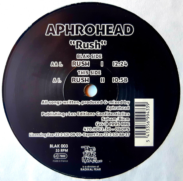 Aphrohead - Rush | Thee Blak Label (BLAK 003) - 2