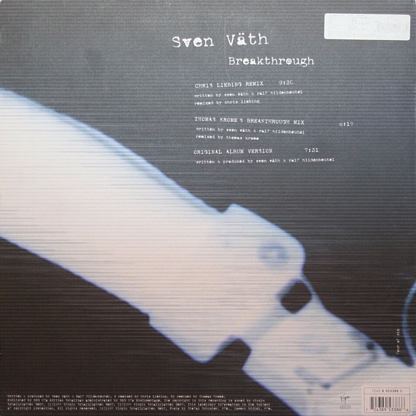 Sven Väth - Breakthrough | Virgin (7243 8 953386 6) - 2