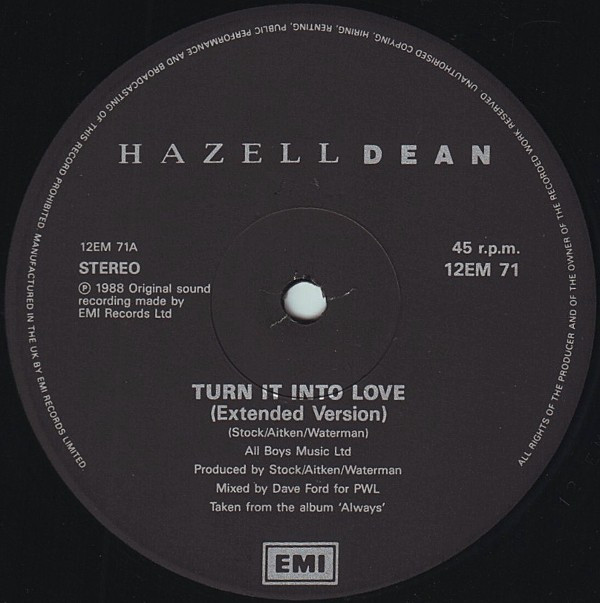 Hazell Dean - Turn It Into Love | EMI (12EM 71) - 3