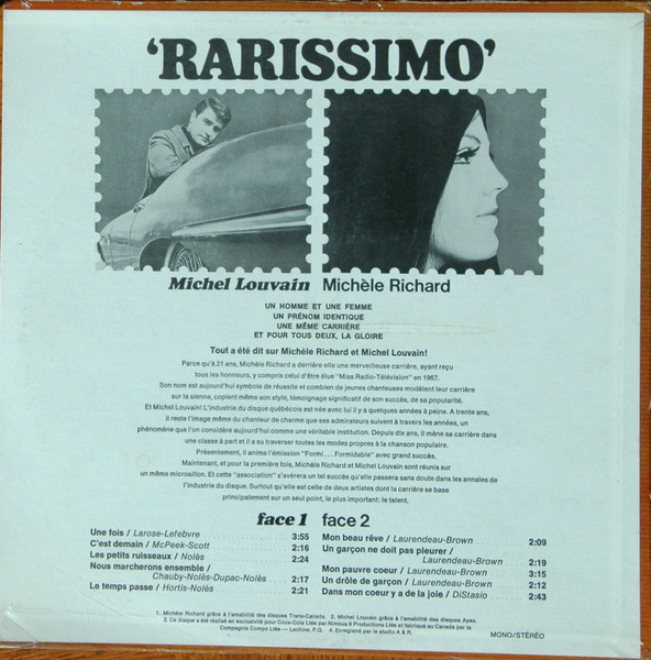 Michel Louvain , Michèle Richard - Rarissimo! | Nimbus (NNF-200) - 2 Michel Louvain , Michèle Richard - Rarissimo! | Nimbus (NNF-200) - 2
