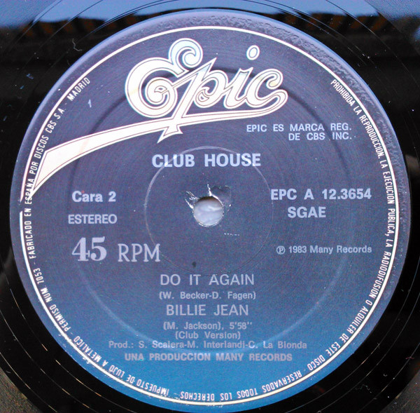Club House - Do It Again (Medley With Billie Jean) | Epic (EPC A 12.3654) - 3