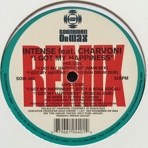 Intense  &  Charvoni - I Got My Happiness (Remixes) | Soundmen On Wax (SOW-440)