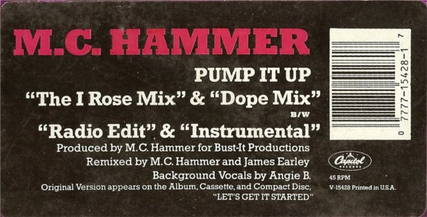 MC Hammer - Pump It Up | Capitol Records (V-15428) - 3 MC Hammer - Pump It Up | Capitol Records (V-15428) - 3