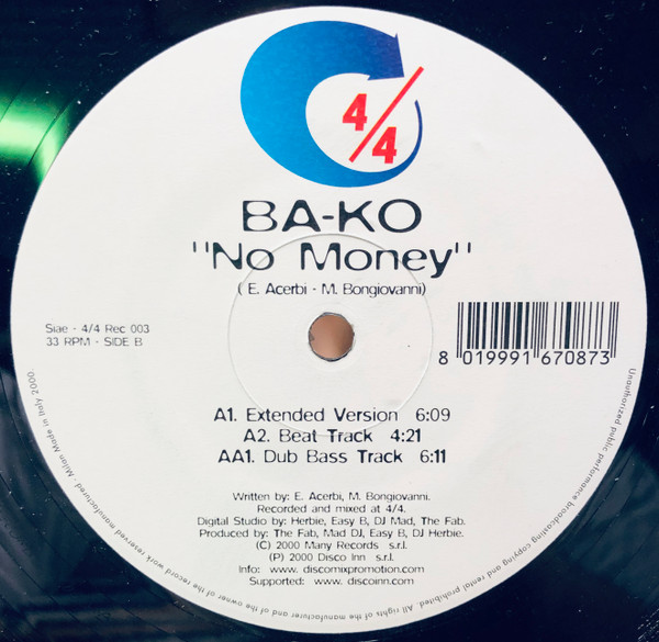 Ba-Ko - No Money | 4/4 Records (REC 003) - main Ba-Ko - No Money | 4/4 Records (REC 003) - main