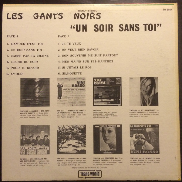 Les Gants Noirs - Un Soir Sans Toi | Trans-World (TW 9504) - 2 Les Gants Noirs - Un Soir Sans Toi | Trans-World (TW 9504) - 2