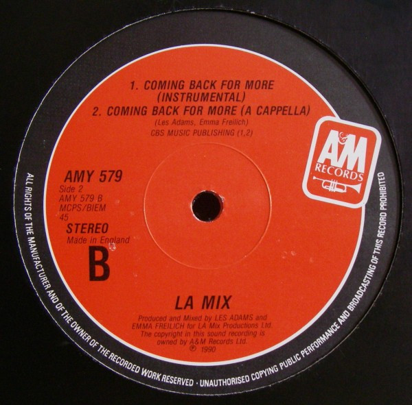 L.A. Mix - Coming Back For More | A&M Records (AMY 579) - 4
