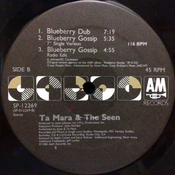 Ta Mara & The Seen - Blueberry Gossip | A&M Records (SP-12269) - 2 Ta Mara & The Seen - Blueberry Gossip | A&M Records (SP-12269) - 2