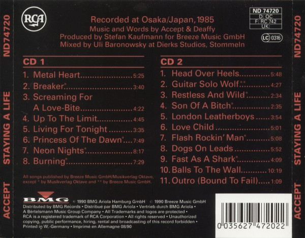 Accept - Staying A Life | RCA (ND 74720) - 3 Accept - Staying A Life | RCA (ND 74720) - 3