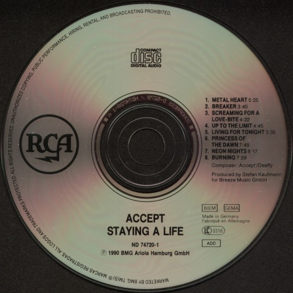 Accept - Staying A Life | RCA (ND 74720) - 4 Accept - Staying A Life | RCA (ND 74720) - 4