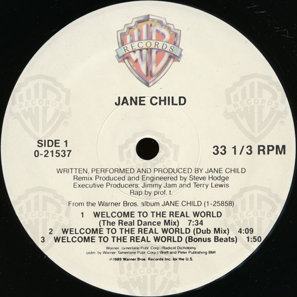 Jane Child - Welcome To The Real World | Warner Bros. Records (0-21537) - 3