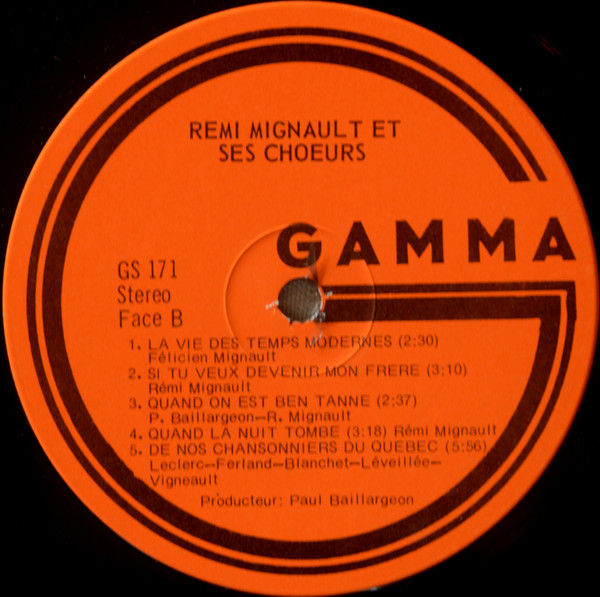 Rémi Mignault Et Ses Chœurs - Rémi Mignault Et Ses Chœurs Vol. 1 | Gamma (GS 171) - 4 Rémi Mignault Et Ses Chœurs - Rémi Mignault Et Ses Chœurs Vol. 1 | Gamma (GS 171) - 4