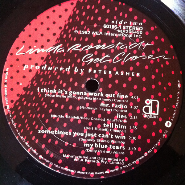 Linda Ronstadt - Get Closer | Asylum Records (60185-1) - 6 Linda Ronstadt - Get Closer | Asylum Records (60185-1) - 6