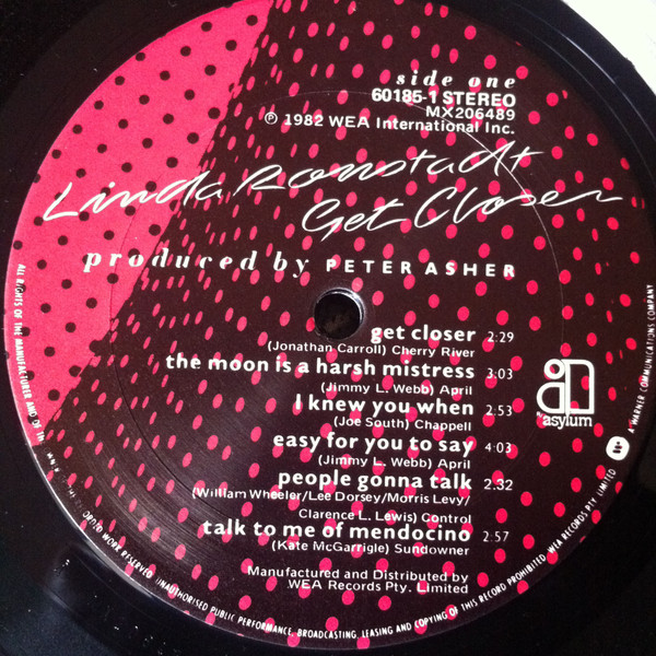 Linda Ronstadt - Get Closer | Asylum Records (60185-1) - 5 Linda Ronstadt - Get Closer | Asylum Records (60185-1) - 5