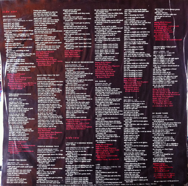 Linda Ronstadt - Get Closer | Asylum Records (60185-1) - 4 Linda Ronstadt - Get Closer | Asylum Records (60185-1) - 4