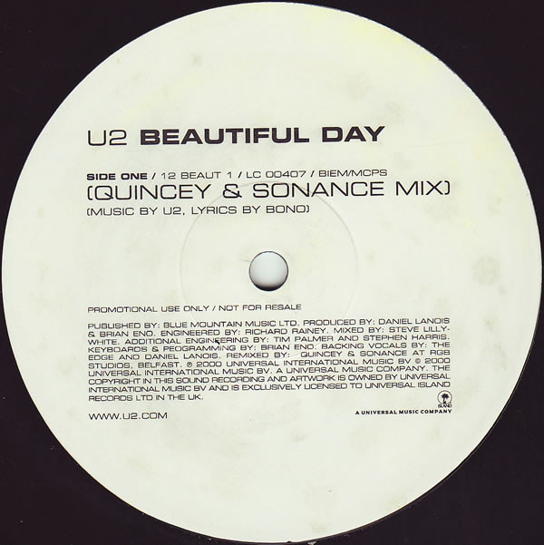 U2 - Beautiful Day (Quincey & Sonance Remix) | Island Records (12 BEAUT 1) - 2 U2 - Beautiful Day (Quincey & Sonance Remix) | Island Records (12 BEAUT 1) - 2