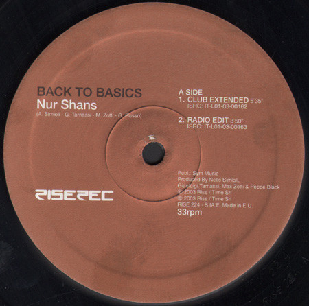 Back To Basics - Nur Shans | Rise (RISE 224) - main