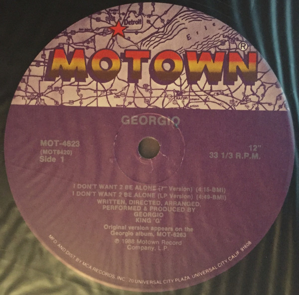 Georgio - I Don't Want 2 Be Alone | Motown (MOT-4623) - 2