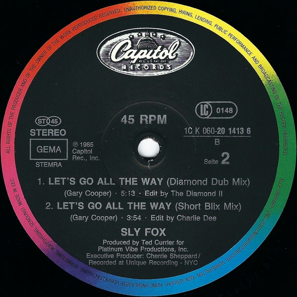 Sly Fox - Let's Go All The Way (Multi-Mix) | Capitol Records (1C K 060-20 1413 6) - 4 Sly Fox - Let's Go All The Way (Multi-Mix) | Capitol Records (1C K 060-20 1413 6) - 4