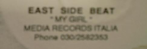 East Side Beat - My Girl | Media Records (MR 615) - 2