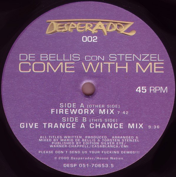 Mario De Bellis con Torsten Stenzel - Come With Me | Desperadoz (DESP 051-70653.5) - 3